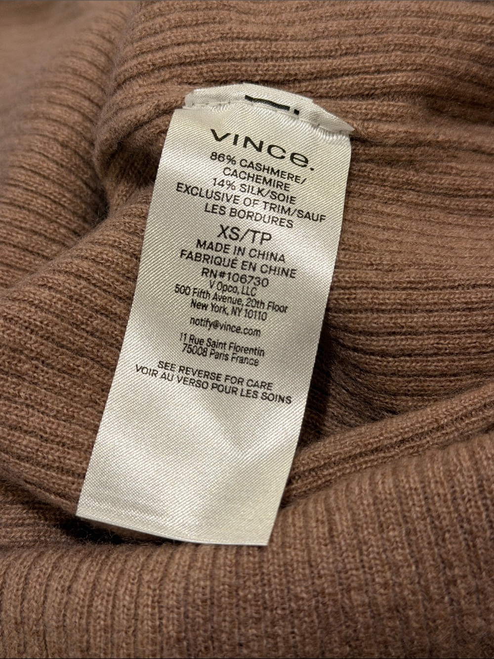 Vince Ribbed Cashmere Silk Polo Sweater Beet Root XS NWT - Picture 6 of 6